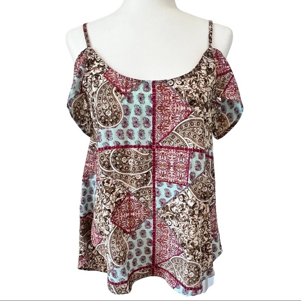 🌸Design Lab by L&T | Multi-Color Open-Back Spaghetti Strap Cold-Shoulder Blouse